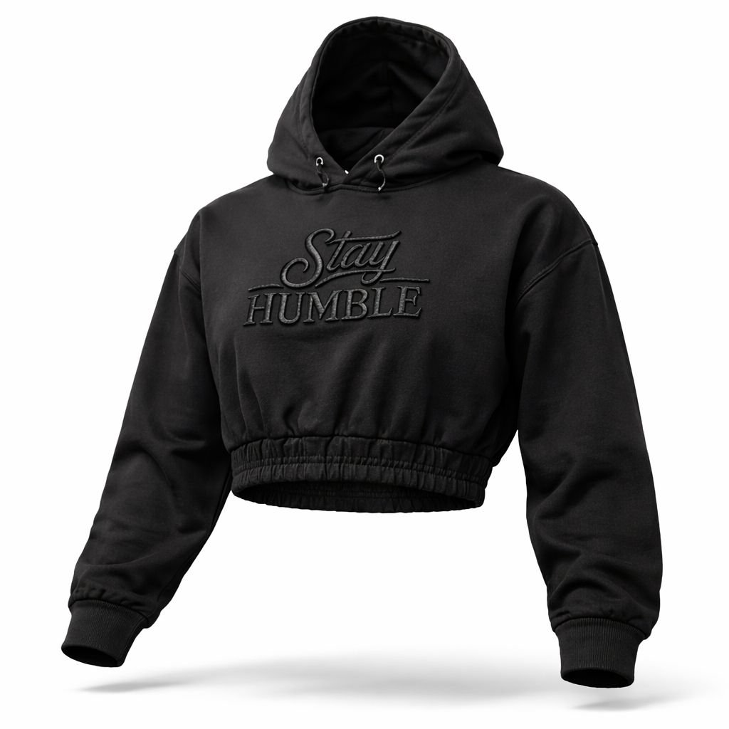 StayHumble Cropped Signature Hoodie Black
